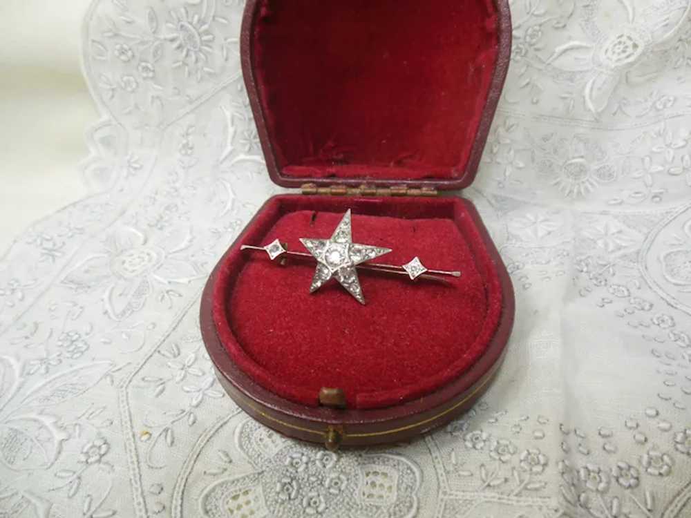 Antique Silver Paste Star Bar Brooch - image 2