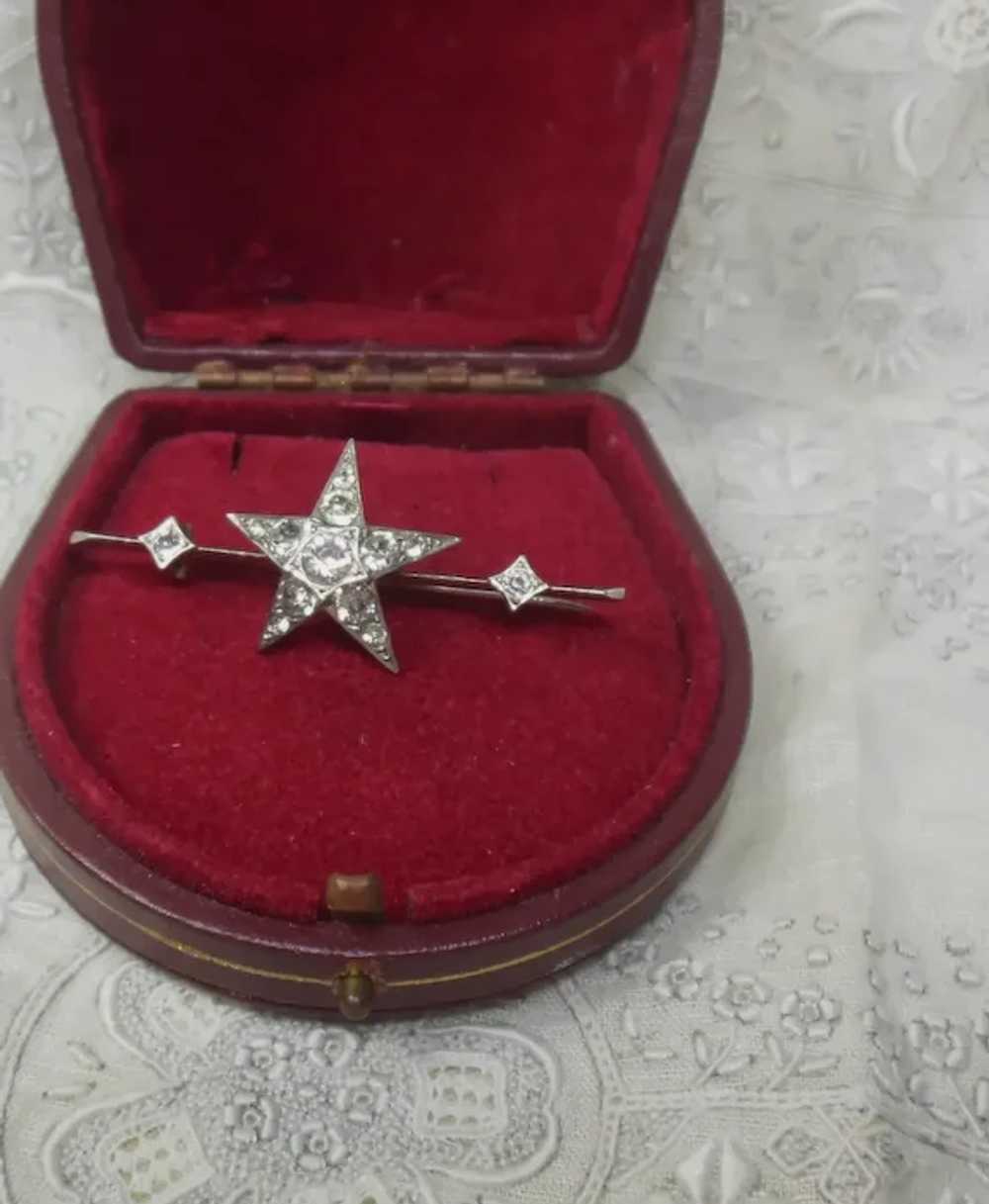 Antique Silver Paste Star Bar Brooch - image 4