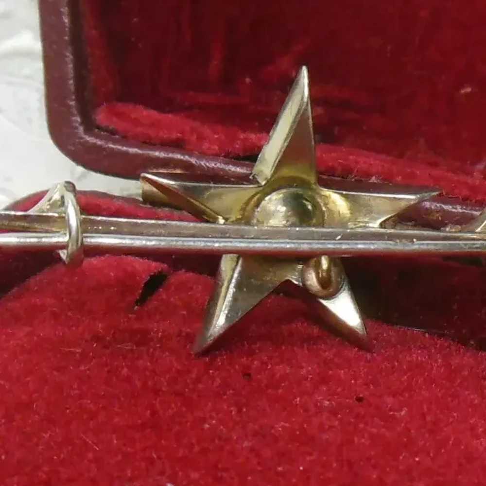 Antique Silver Paste Star Bar Brooch - image 6