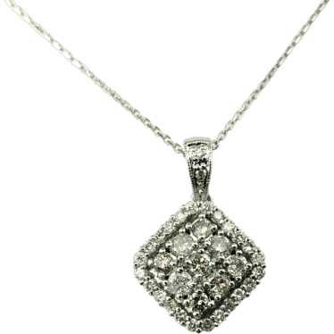 Vintage 14 Karat White Gold Diamond Pendant Neckla