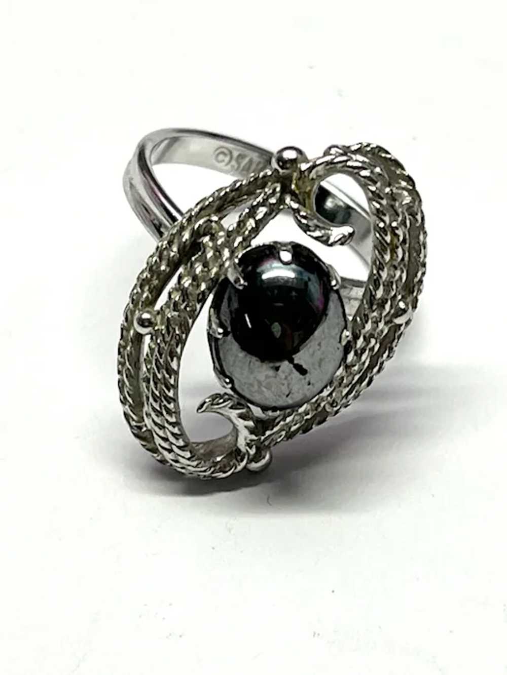 Vintage Sarah Coventry Hematite Stone Ring - image 4