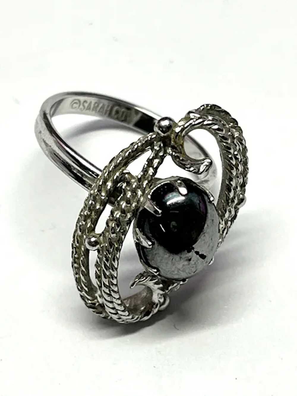 Vintage Sarah Coventry Hematite Stone Ring - image 5