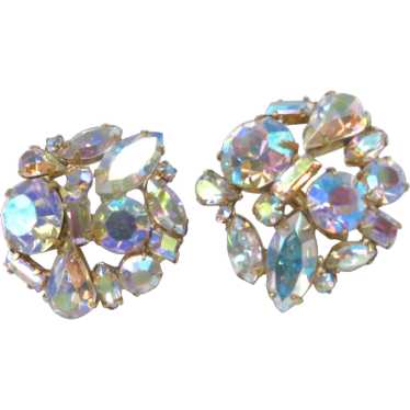 Coro Crystal Earrings, Vintage Cluster Clip-on Ea… - image 1
