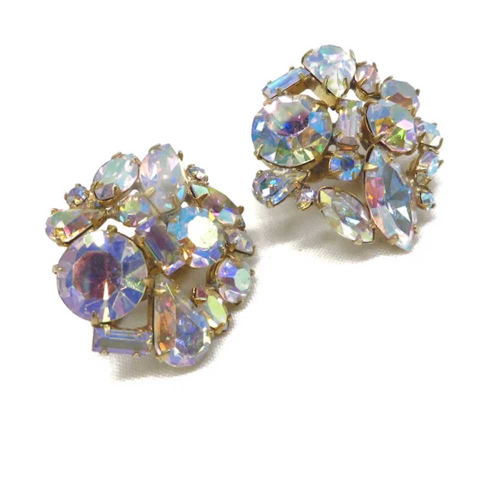 Coro Crystal Earrings, Vintage Cluster Clip-on Ea… - image 2