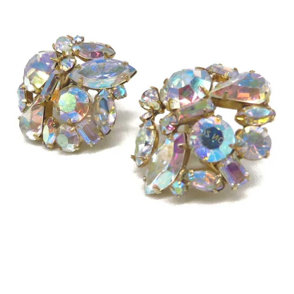 Coro Crystal Earrings, Vintage Cluster Clip-on Ea… - image 3