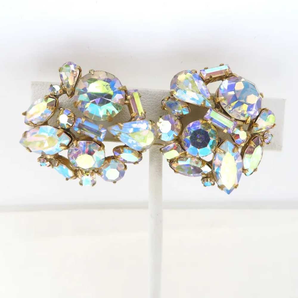 Coro Crystal Earrings, Vintage Cluster Clip-on Ea… - image 4