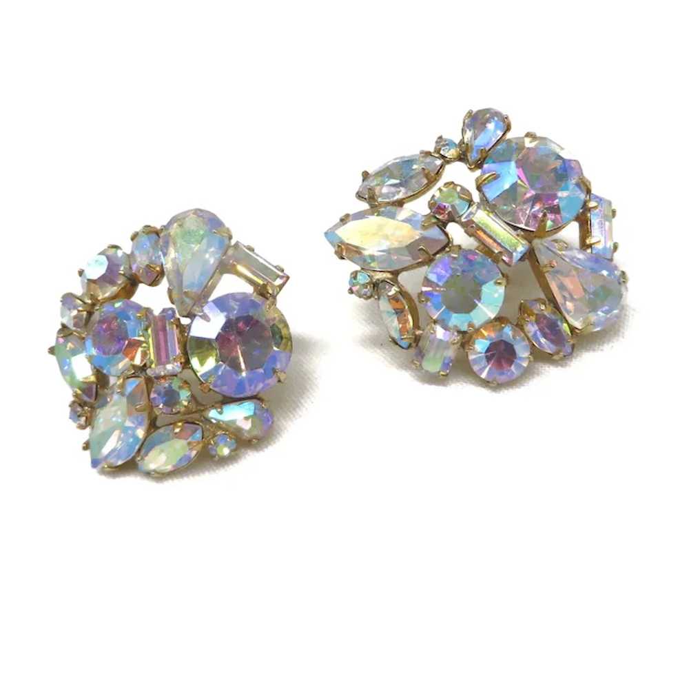 Coro Crystal Earrings, Vintage Cluster Clip-on Ea… - image 5
