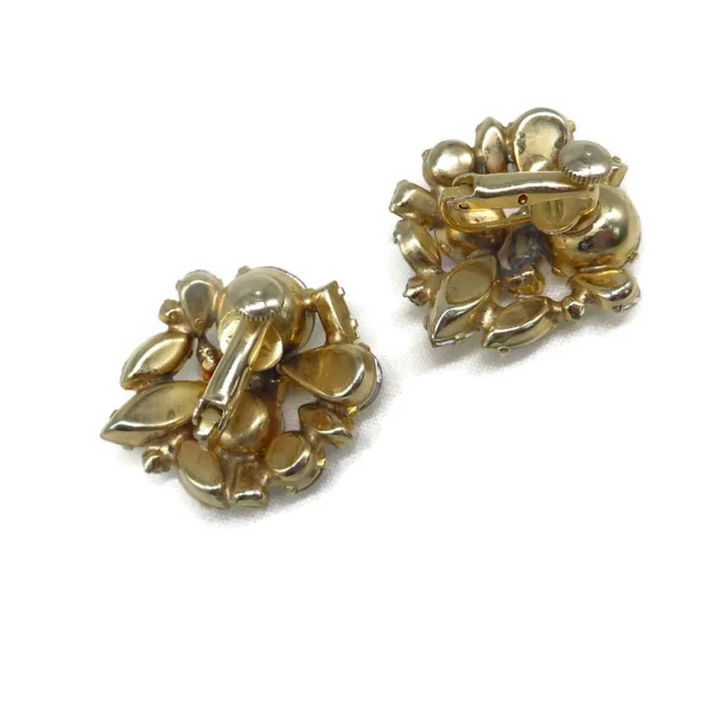 Coro Crystal Earrings, Vintage Cluster Clip-on Ea… - image 6