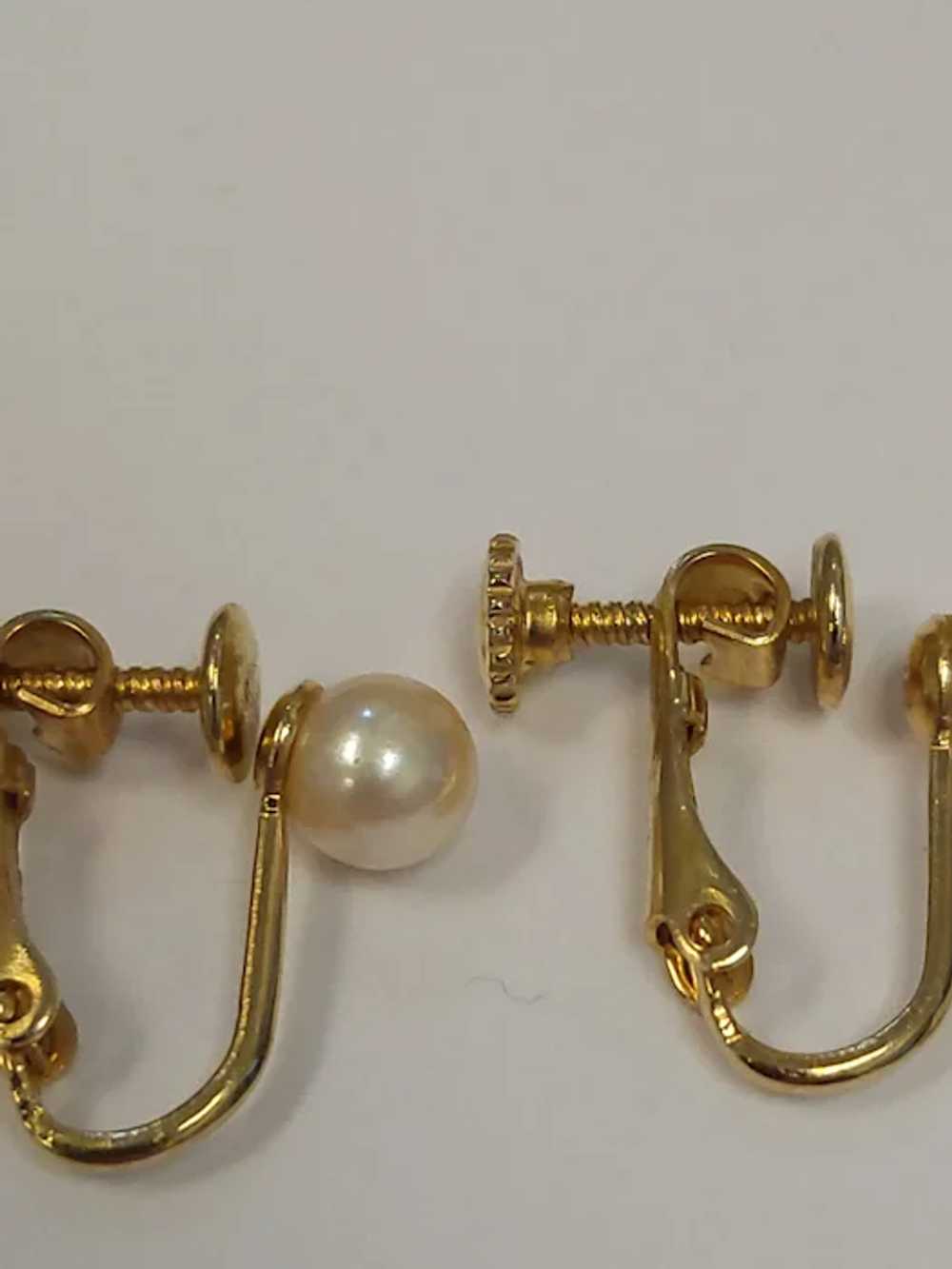 Classic Screw Back Faux Pearl Earrings - image 3