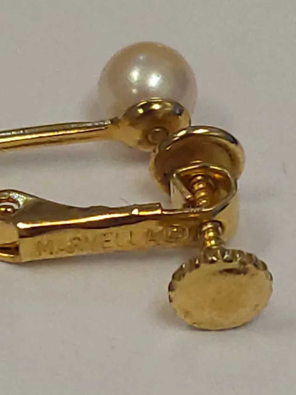 Classic Screw Back Faux Pearl Earrings - image 4