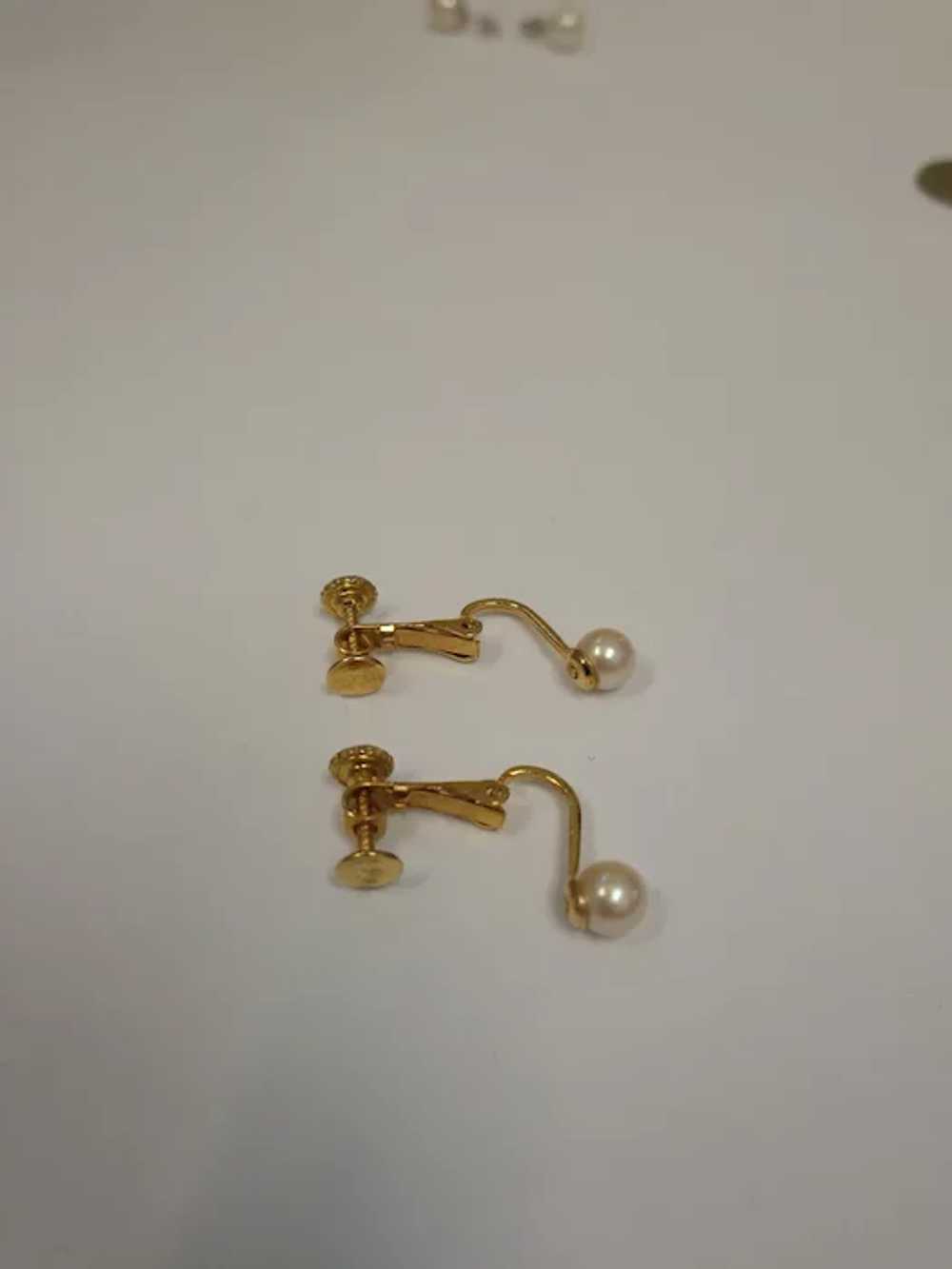 Classic Screw Back Faux Pearl Earrings - image 7