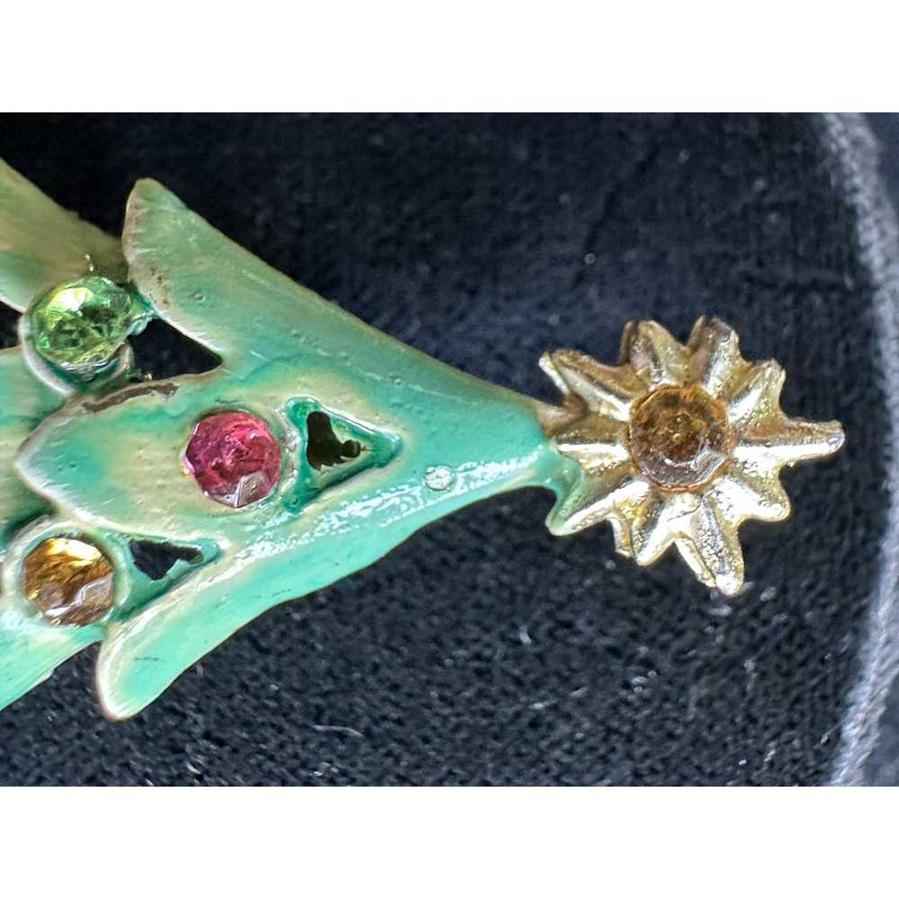 Unbrnd Vintage Enamel Christmas Tree Brooch Spark… - image 3