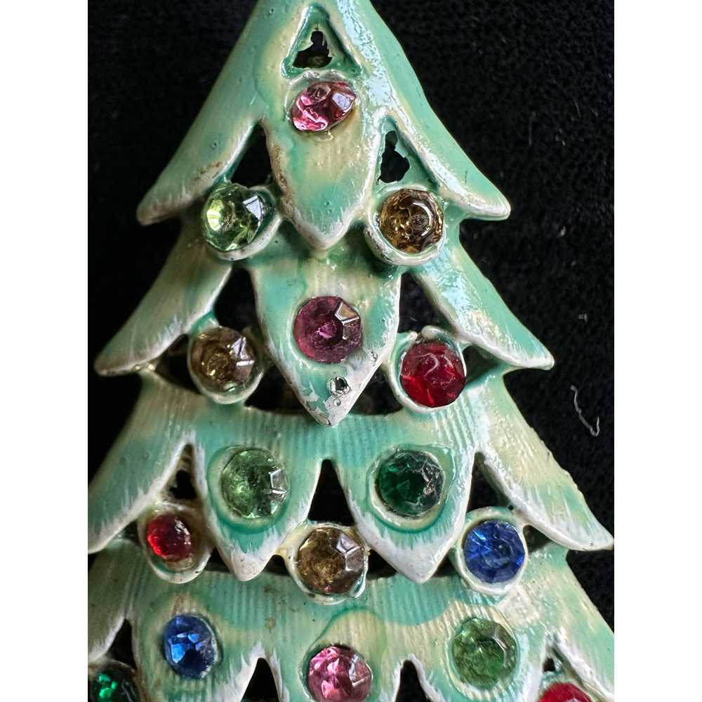 Unbrnd Vintage Enamel Christmas Tree Brooch Spark… - image 4