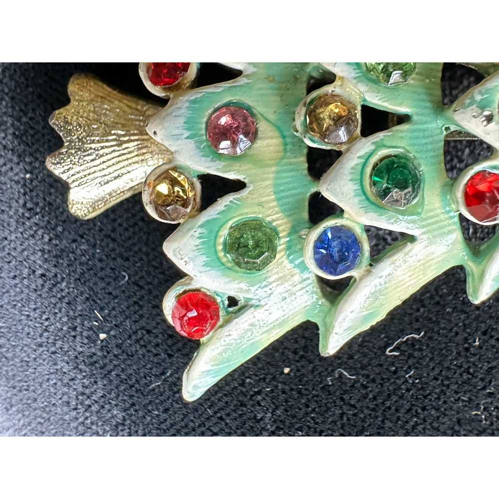 Unbrnd Vintage Enamel Christmas Tree Brooch Spark… - image 5