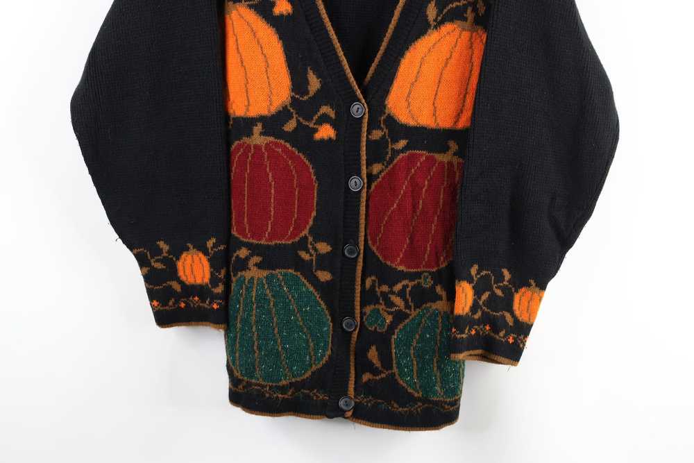 Vintage Vintage 90s Halloween Pumpkin Knit Cardig… - image 3