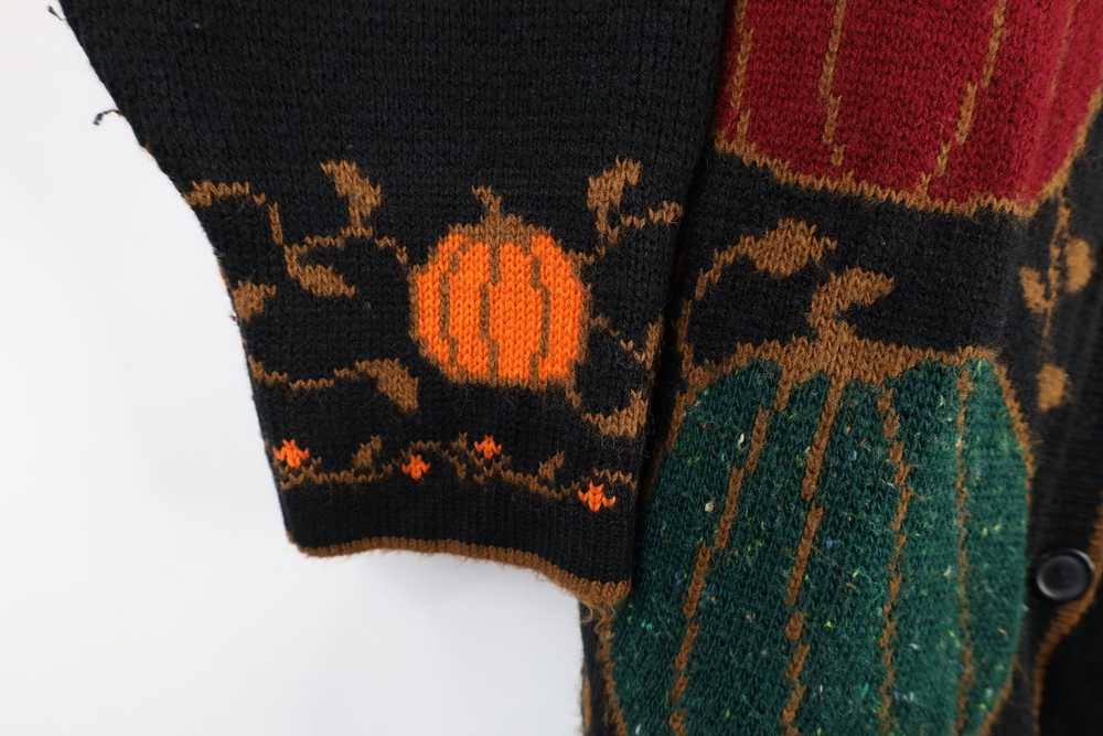 Vintage Vintage 90s Halloween Pumpkin Knit Cardig… - image 4