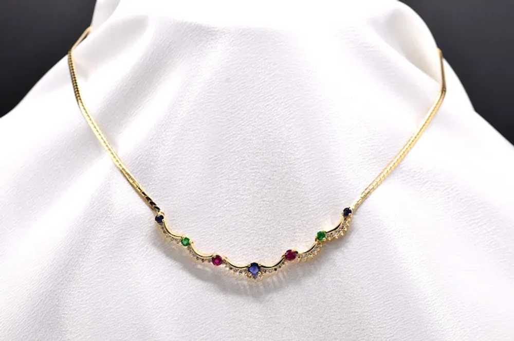 Vintage Yellow Gold Sapphire, Emerald, Ruby, and … - image 2