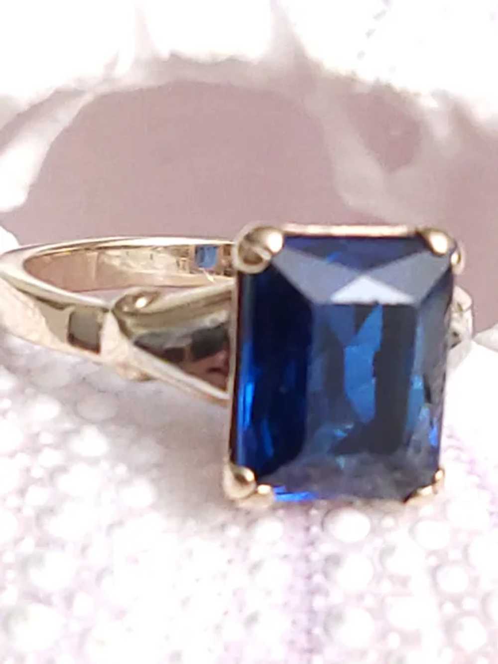 14K Gold Spinel 1.75CT Emerald Cut in Royal Blue … - image 2
