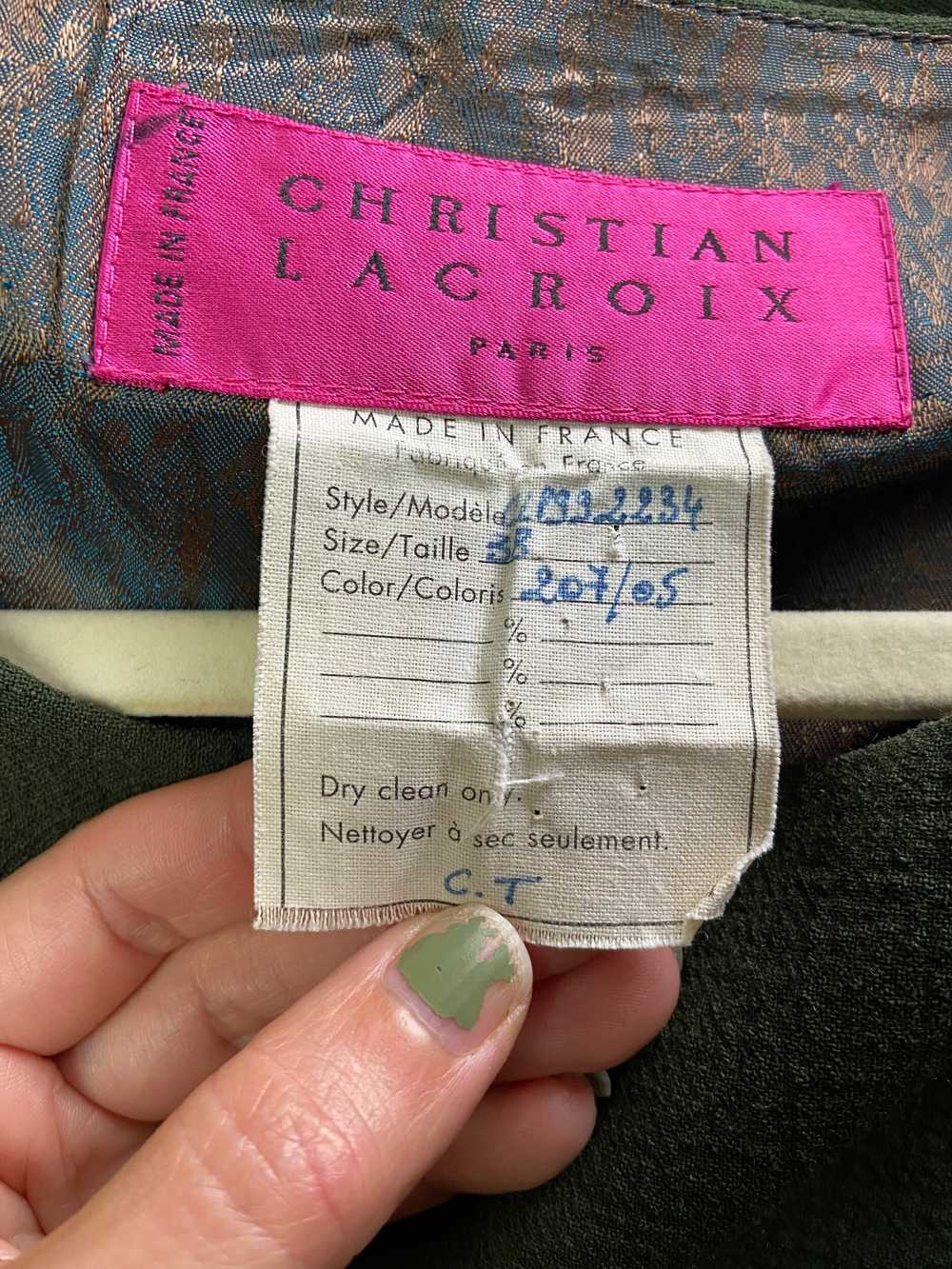 Early 1990s Christian Lacroix Green Stretch Wool … - image 10