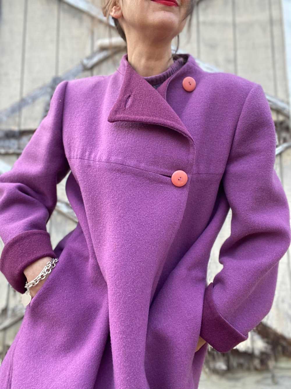1980s Purple Double Faced Pauline Trigere Coat - image 4