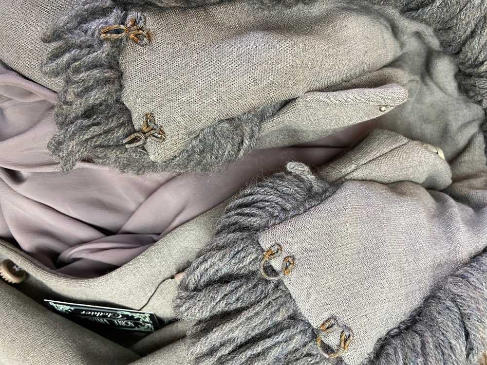 1960s Lilli Ann Knit Grey Wool Jersey Yarn Loop C… - image 11