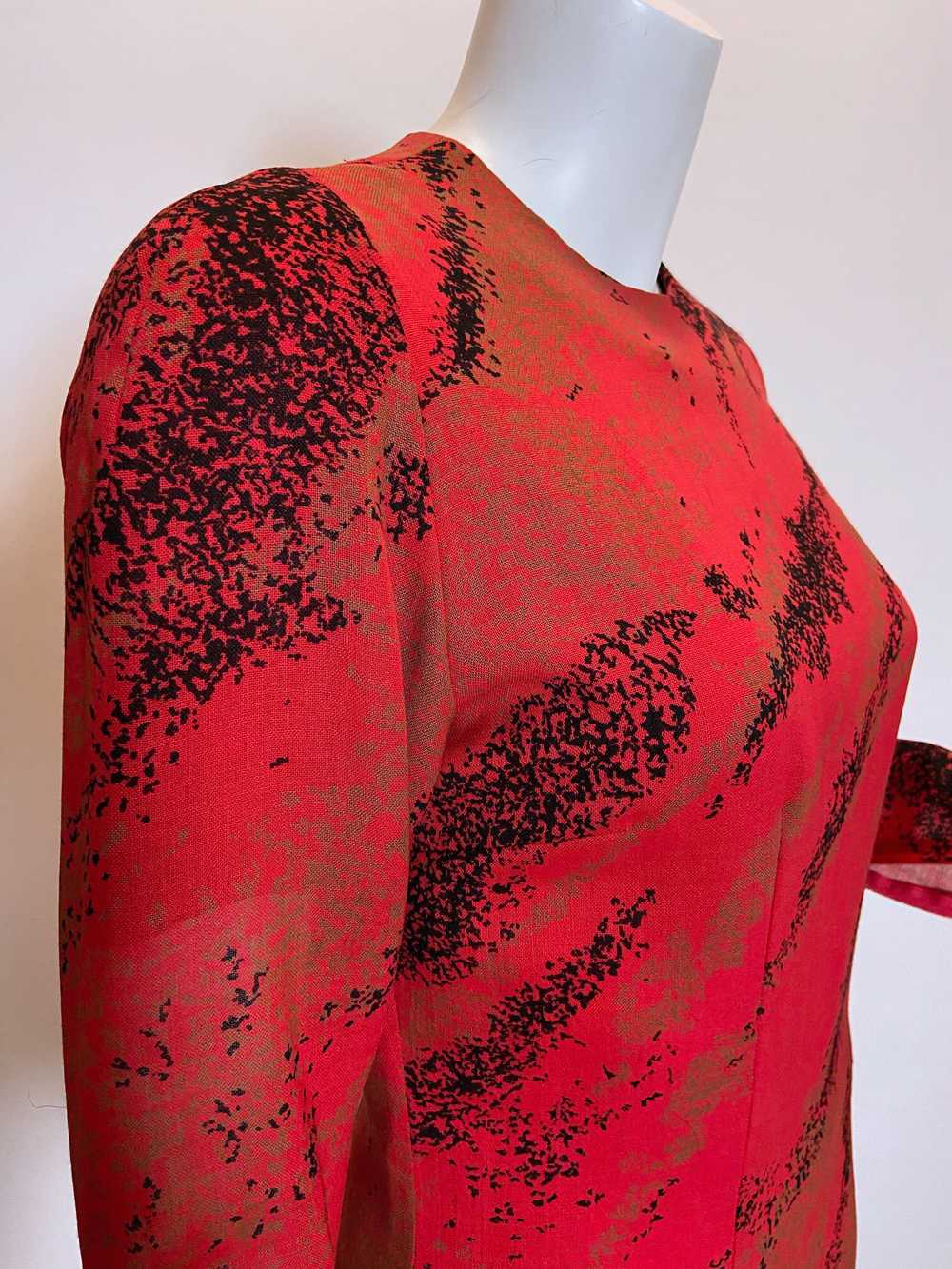 1980s Pauline Trigere Wool Printed Dress - image 11
