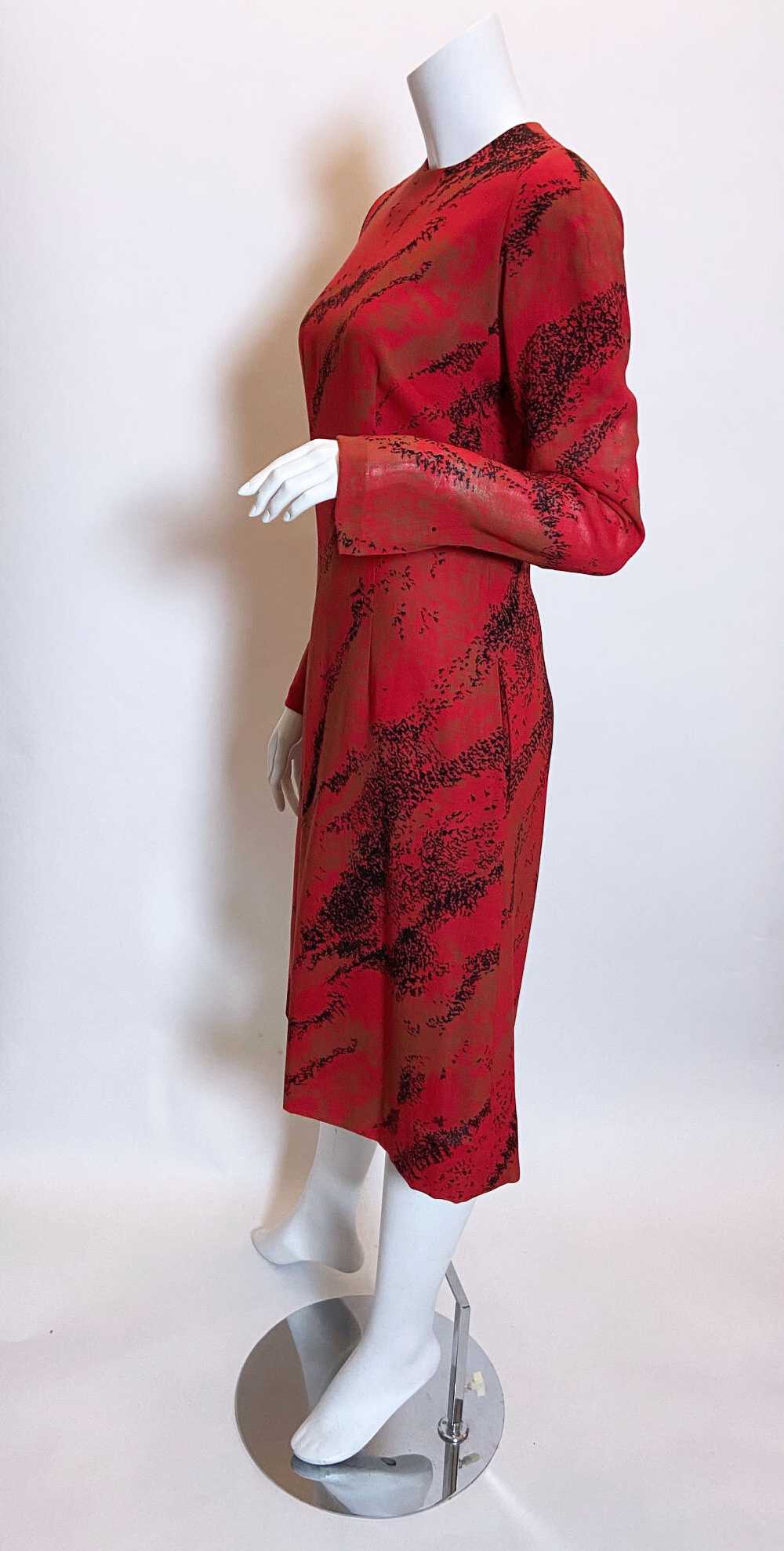 1980s Pauline Trigere Wool Printed Dress - image 3