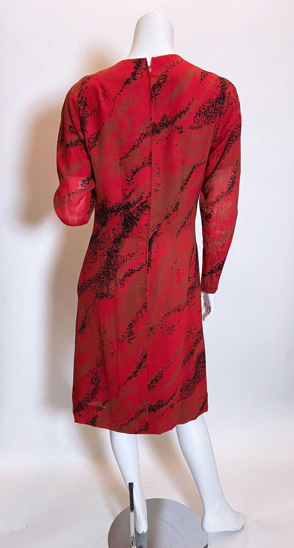 1980s Pauline Trigere Wool Printed Dress - image 4