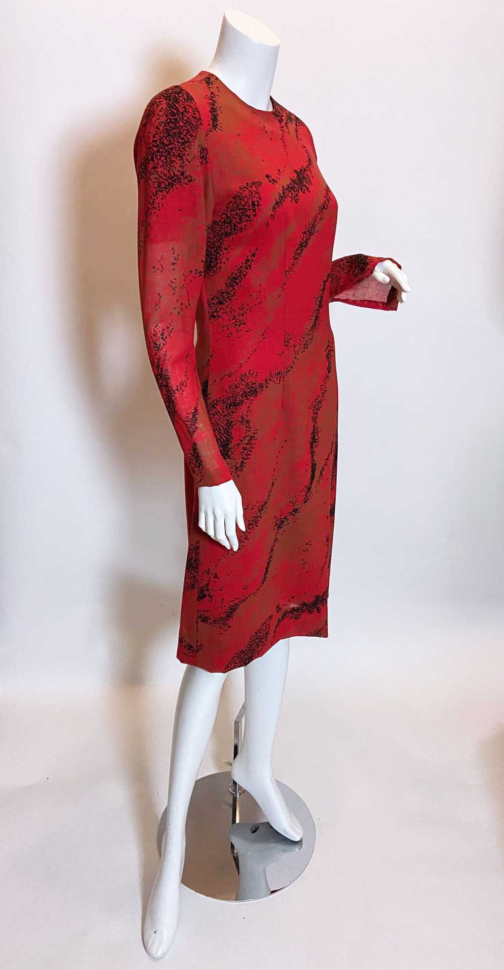 1980s Pauline Trigere Wool Printed Dress - image 5