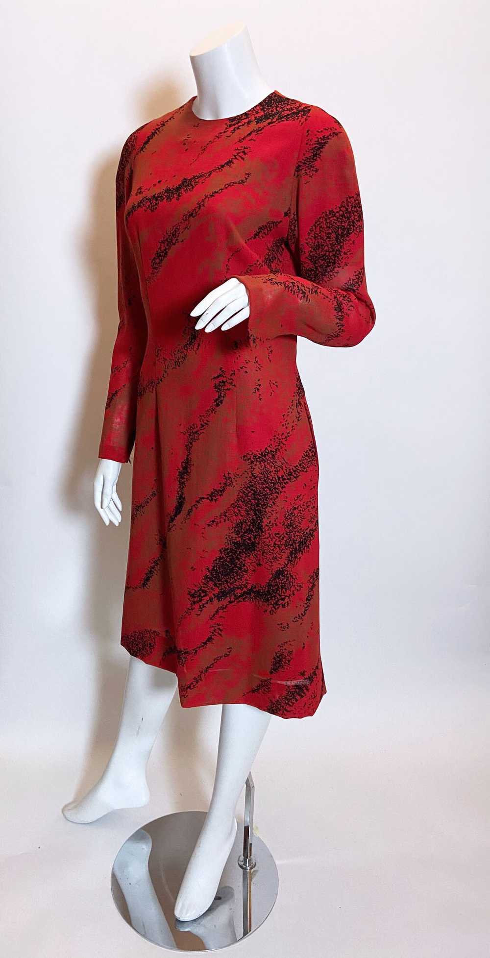 1980s Pauline Trigere Wool Printed Dress - image 6