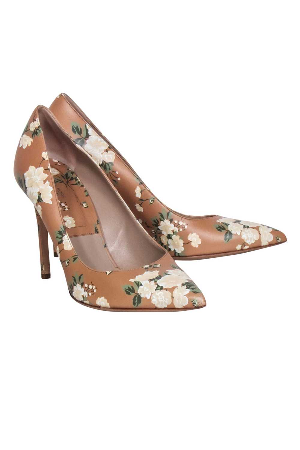 Michael Kors Collection - Tan & Green Floral Poin… - image 1