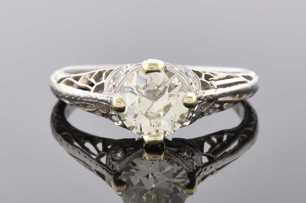 Lovely Handmade Art Deco Diamond Engagement Ring - image 1