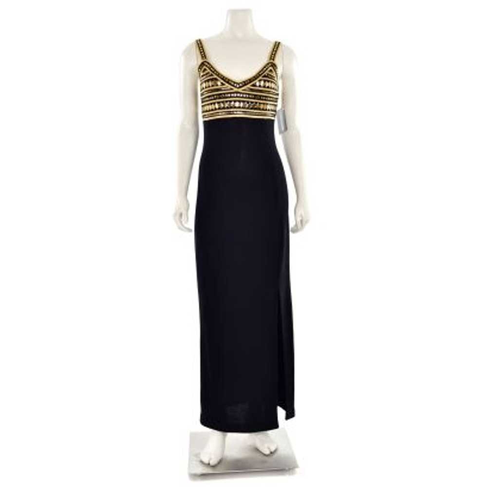 St. John Evening Sparkly Gown in Gold/Black Santa… - image 1