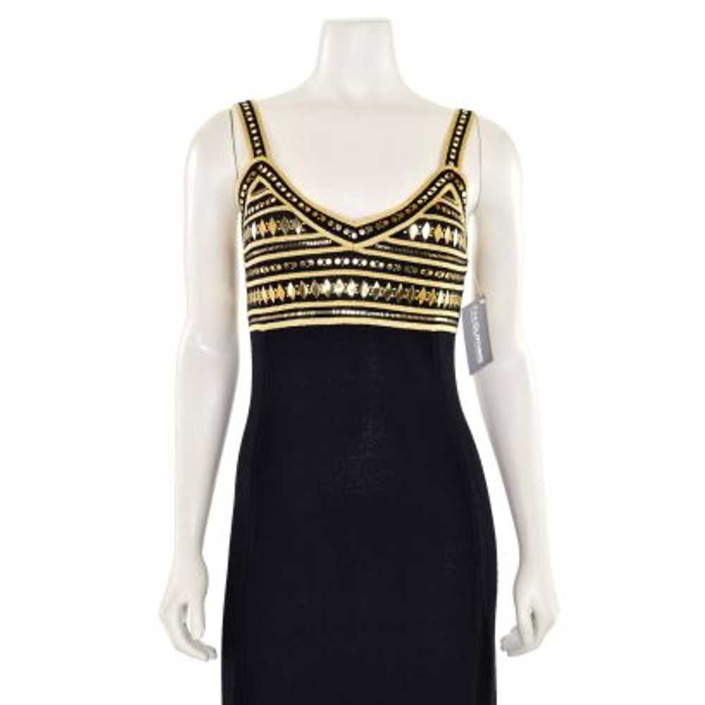 St. John Evening Sparkly Gown in Gold/Black Santa… - image 2