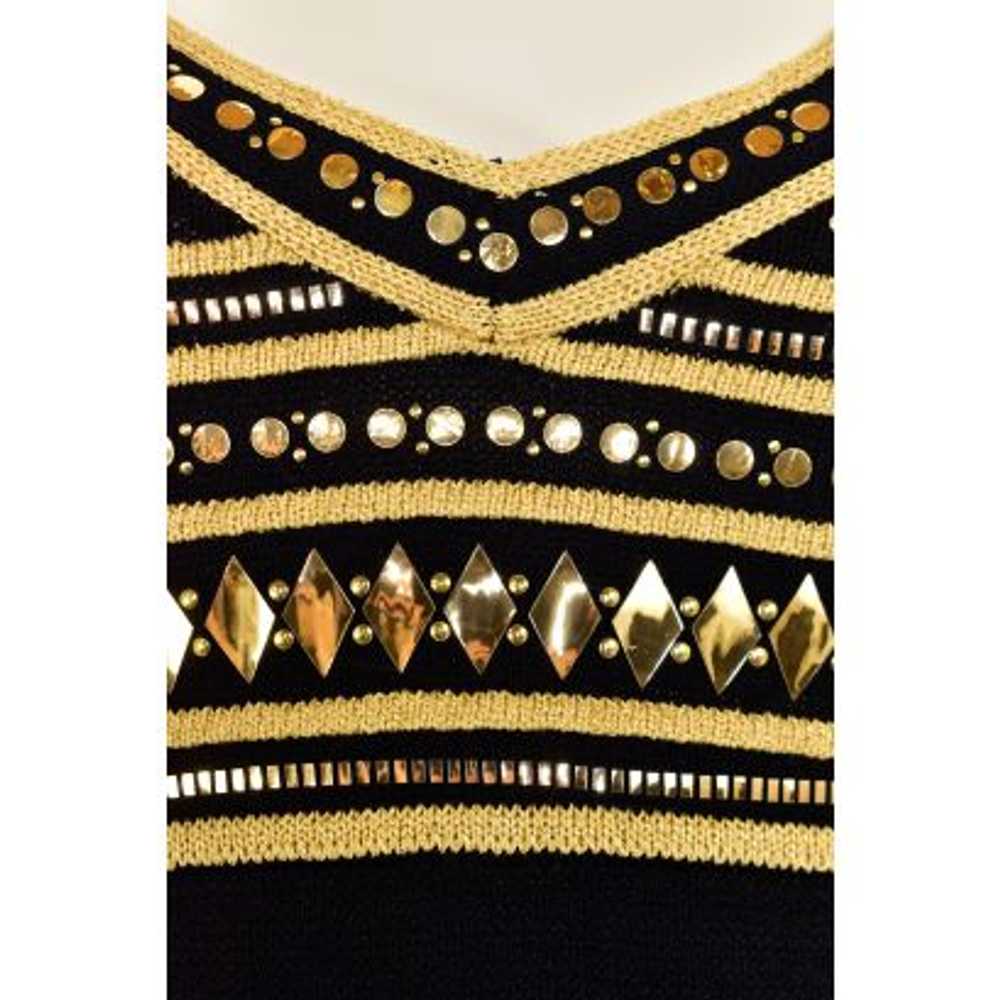 St. John Evening Sparkly Gown in Gold/Black Santa… - image 3