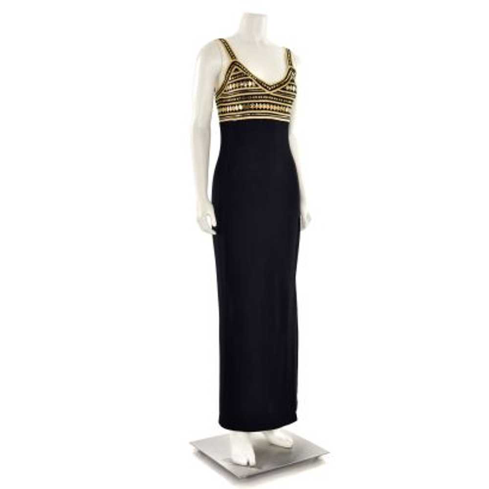 St. John Evening Sparkly Gown in Gold/Black Santa… - image 4