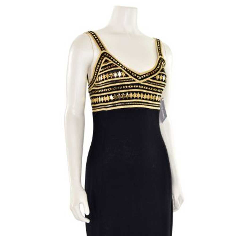 St. John Evening Sparkly Gown in Gold/Black Santa… - image 5