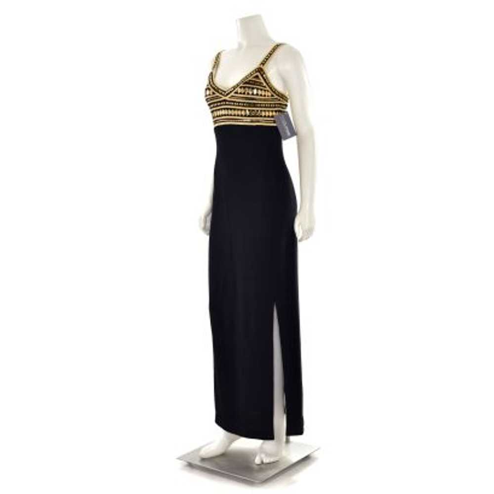 St. John Evening Sparkly Gown in Gold/Black Santa… - image 8