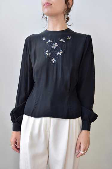 Forties Embroidered Rayon Blouse