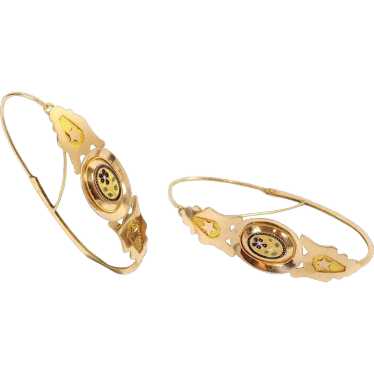 Large enameled poissardes earrings in 18k gold, an