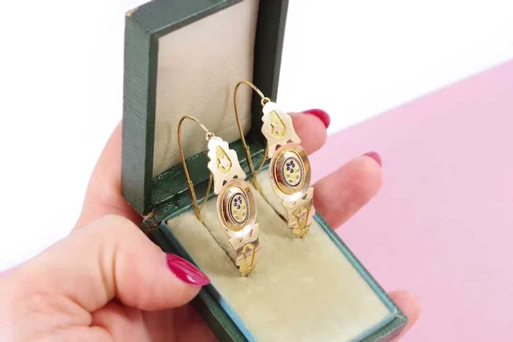 Large enameled poissardes earrings in 18k gold, a… - image 3