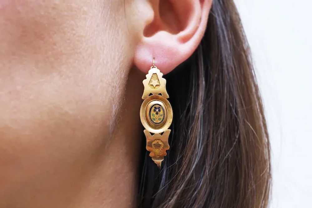 Large enameled poissardes earrings in 18k gold, a… - image 6