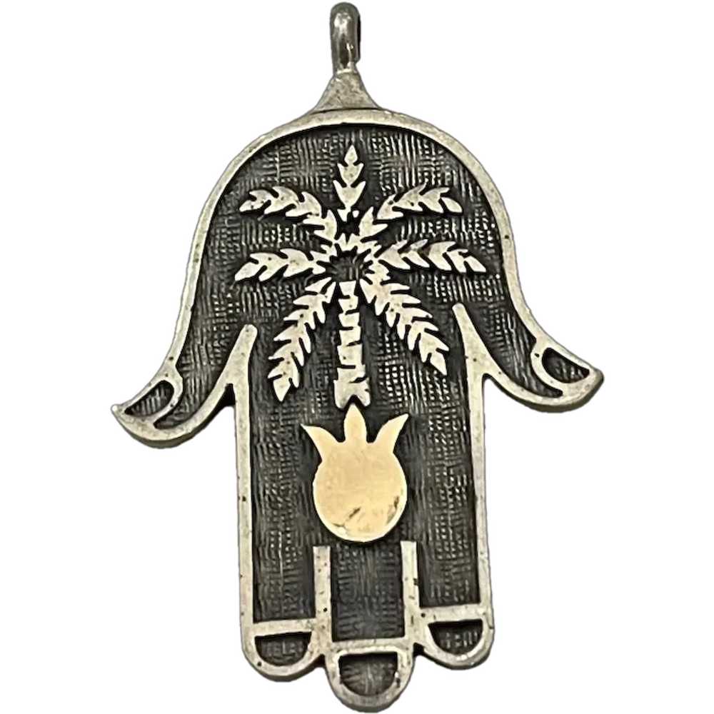 Exquisite Sterling Silver & 14k Gold amulet Hamsa… - image 1