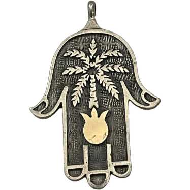 Exquisite Sterling Silver & 14k Gold amulet Hamsa… - image 1