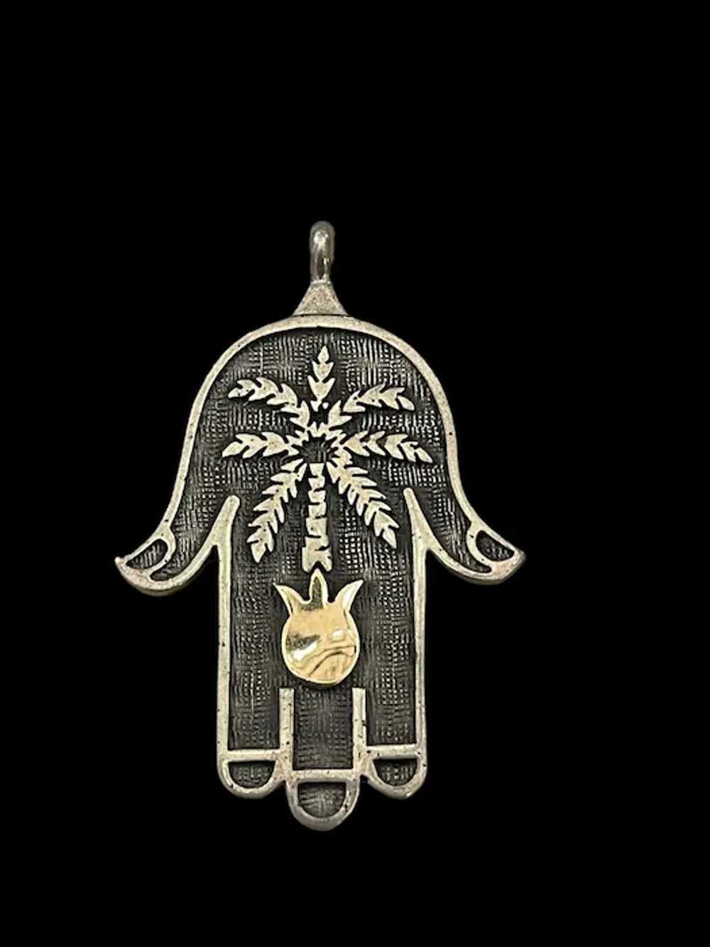 Exquisite Sterling Silver & 14k Gold amulet Hamsa… - image 2