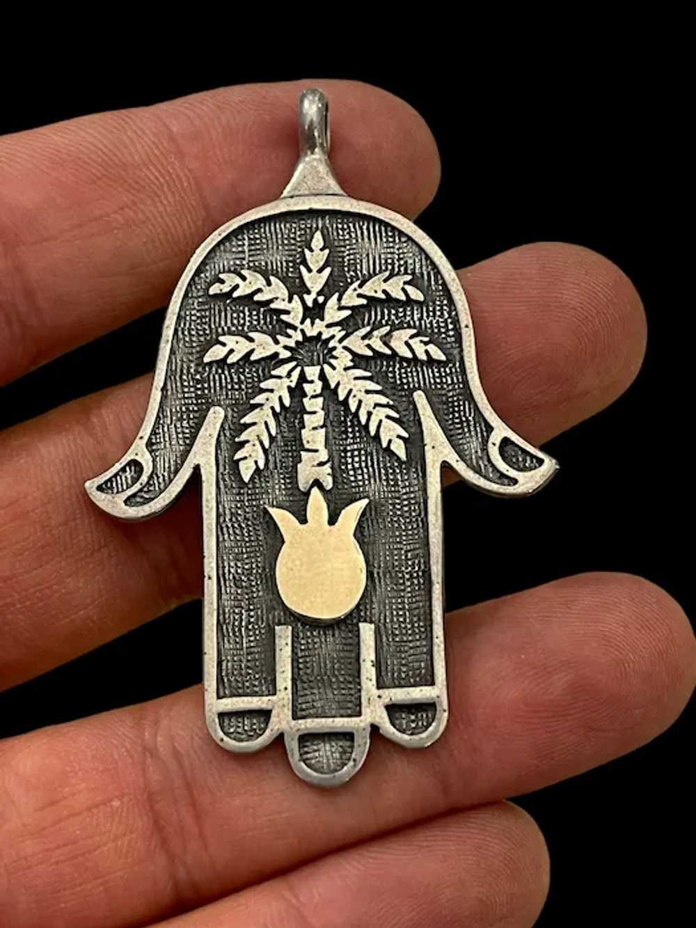 Exquisite Sterling Silver & 14k Gold amulet Hamsa… - image 7