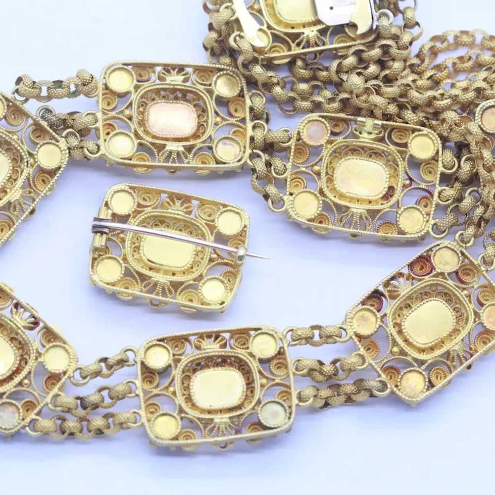 Antique Georgian Set Necklace Brooch 22k Gold Aqu… - image 11