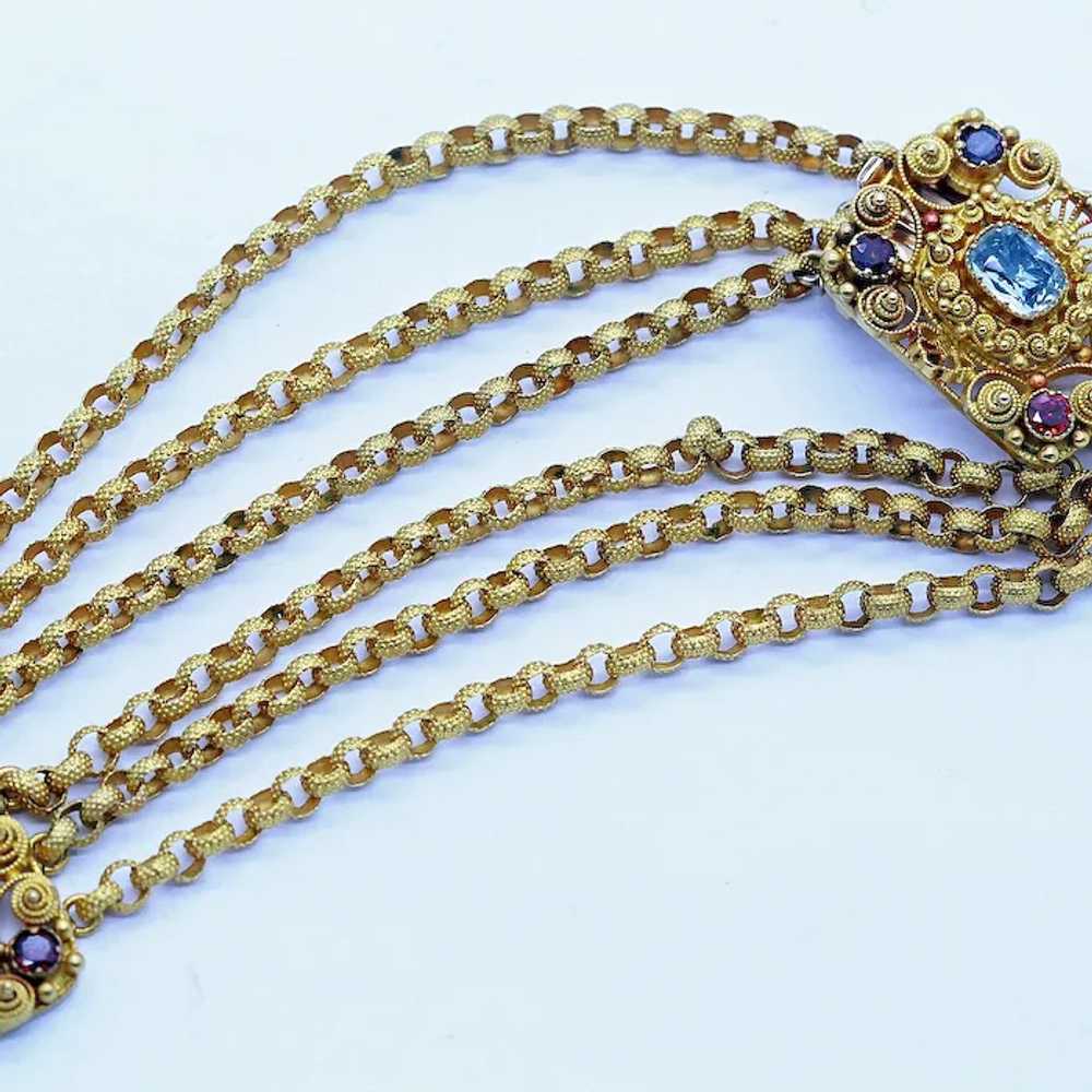 Antique Georgian Set Necklace Brooch 22k Gold Aqu… - image 9