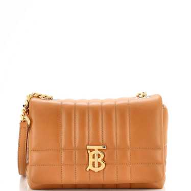 BURBERRY: Lola quilted leather bag with monogram - Orange