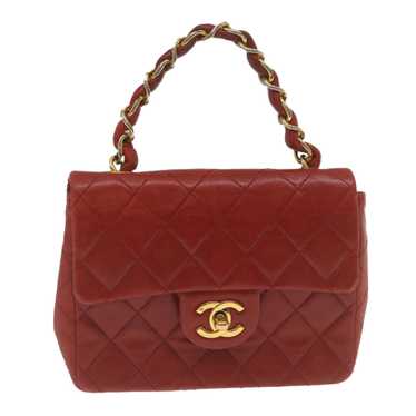 CHANEL Mini Matelasse Chain Flap Hand Bag Lamb Sk… - image 1